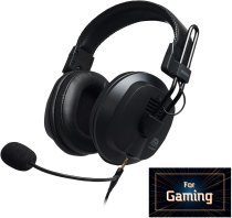 Wired Over-Ear Semi-Open Gaming Headset with Detachable Microphone, Black