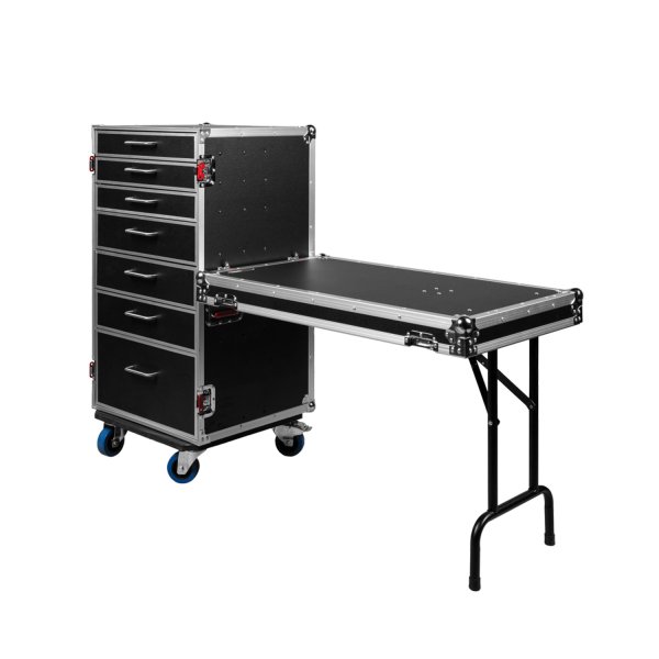 ATA Style Heavy Duty Case with 7 Drawers and Fold-Out Table