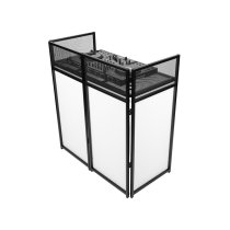 Black Collapsible DJ Facade with Black Scrim, White Scrim, and Carrying Bag