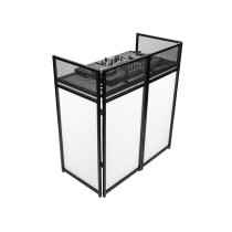Black Collapsible DJ Facade with Black Scrim, White Scrim, and Carrying Bag