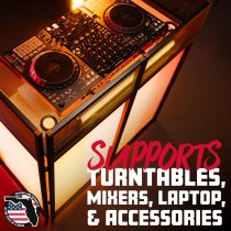 Black Collapsible DJ Facade with Black Scrim, White Scrim, and Carrying Bag