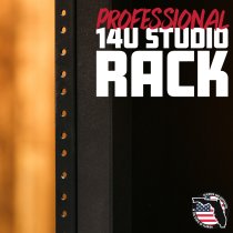 14U Wood Rack Cabinet with Casters and Leveling Feet in Cherry Finish