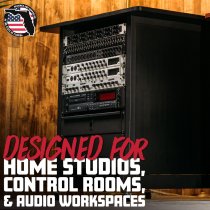 14U Wood Rack Cabinet with Casters and Leveling Feet in Cherry Finish