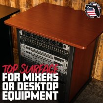 14U Wood Rack Cabinet with Casters and Leveling Feet in Cherry Finish
