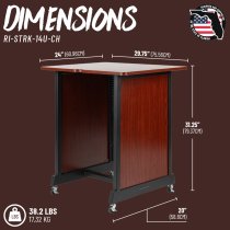 14U Wood Rack Cabinet with Casters and Leveling Feet in Cherry Finish
