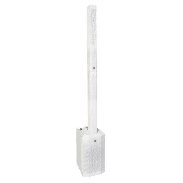 Compact 2,000W Column PA System with 8" Subwoofer, Bluetooth 5, TWS Stereo & 3-Channel Mixer (White)