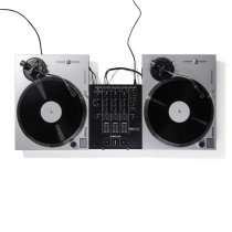 Direct-Drive DJ Turntable with Ortofon OM Black Cartridge, Silver
