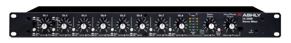 8-Channel Stereo Line Mixer with 8 Stereo Inputs, Each with Individual Level and Balance Controls