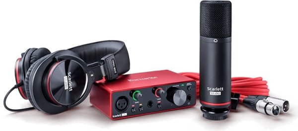 2-in / 2-out USB Audio Interface Recording Bundle W/ Condenser Microphone And Headphones