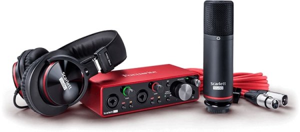 2 In / 2 Out USB Recording Recording Bundle w/ Headphones and Condenser Microphone