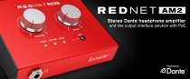 Stereo Dante headphone amp and line out interface with PoE