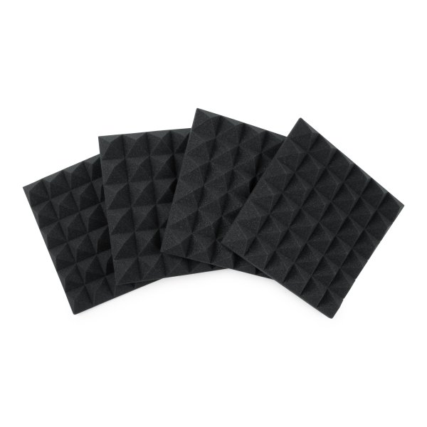 4 Pack of Charcoal 12" x 12" Acoustic Pyramid Panel