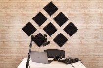 4 Pack of Charcoal 12" x 12" Acoustic Pyramid Panel