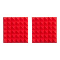 2 Pack of Red 12″ x 12″ Acoustic Pyramid Panel