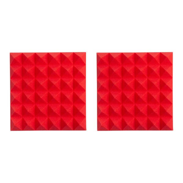 2 Pack of Red 12" x 12" Acoustic Pyramid Panel