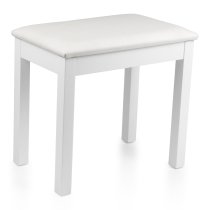 Traditional Wooden Piano Bench, White