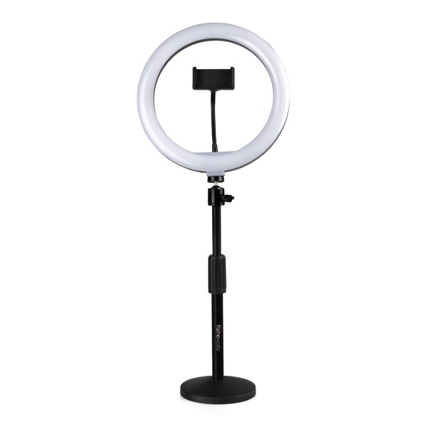 Ring Light Round Base Desktop Stand With Phone Clamp