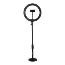 Ring Light Round Base Desktop Stand With Phone Clamp