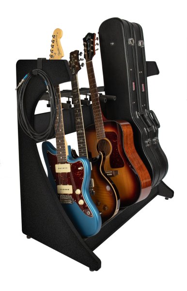 Elite Five Electric / Acoustic Guitar Rack, Black