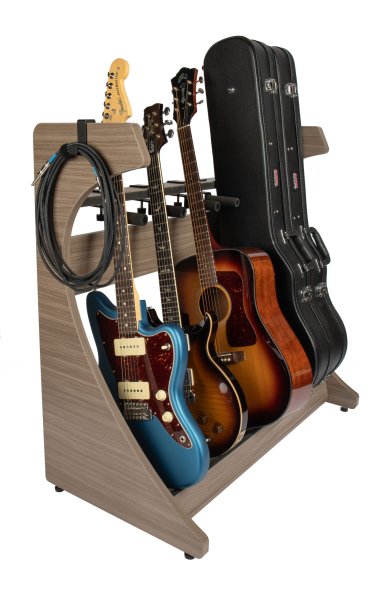 Elite Five Electric / Acoustic Guitar Rack, Brown