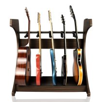 Elite Five Electric / Acoustic Guitar Rack, Brown