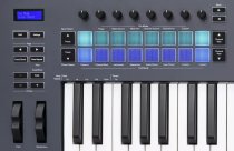 61-Key MIDI Controller Keyboard with 16 RGB-backlit Pads, 8 Knobs, 9 Faders, and Pitch Bend