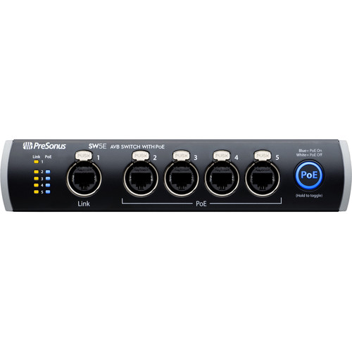 5-port Audio Video Bridging Switch w/ PoE