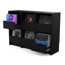 Vinyl Vault With Drawers - Holds up to 160 Records, Black