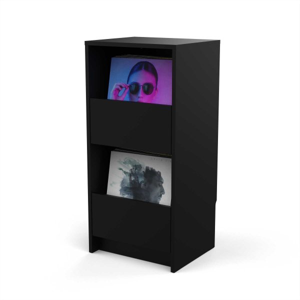 Vinyl Vault With Drawers - Holds up to 160 Records, Black