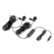 Dual Omnidirectional Lavalier Microphone for DSLR Camera and Smartphone