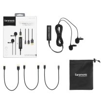 Dual Omnidirectional Lavalier Microphone with Monitoring for iOS, Android & Computer