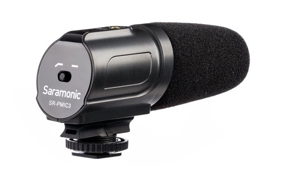 3-Capsule Recording Microphone with Integrated Shockmount for DSLR Cameras / Camcorders