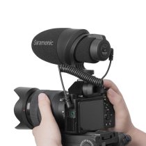 Camera-Mount Shotgun Microphone for DSLR Cameras and Smartphones