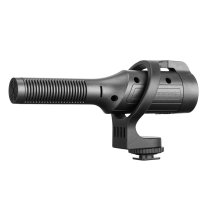 Battery-Powered Camera-Mount Shotgun Microphone for DSLR Cameras and Smartphones