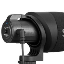 Battery-Powered Camera-Mount Shotgun Microphone for DSLR Cameras and Smartphones