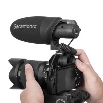 Battery-Powered Camera-Mount Shotgun Microphone for DSLR Cameras and Smartphones
