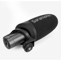 Battery-Powered Camera-Mount Shotgun Microphone for DSLR Cameras and Smartphones
