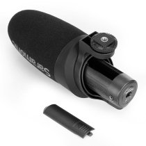 Battery-Powered Camera-Mount Shotgun Microphone for DSLR Cameras and Smartphones
