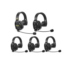 5-Person Full-Duplex Wireless Intercom System with Single-Ear Headsets (1.9 GHz)