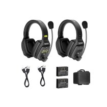 2-Person Full-Duplex Wireless Intercom System with Dual-Ear Headsets (1.9 GHz)