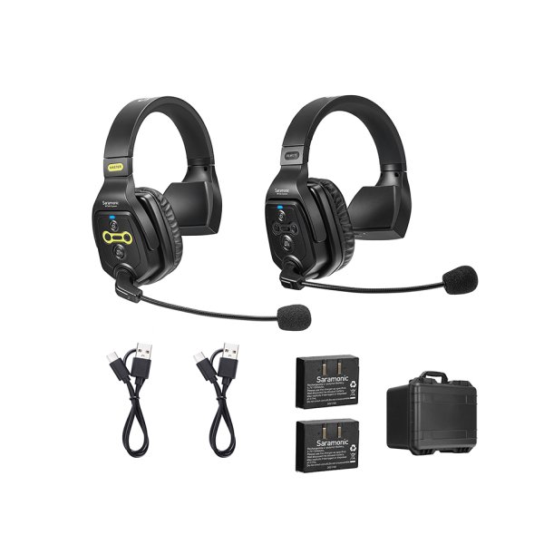 2-Person Full-Duplex Wireless Intercom System with Single-Ear Headsets (1.9 GHz)