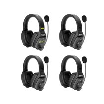 4-Person Full-Duplex Wireless Intercom System with Dual-Ear Headsets (1.9 GHz)