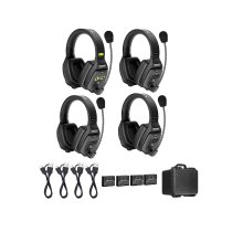 4-Person Full-Duplex Wireless Intercom System with Dual-Ear Headsets (1.9 GHz)