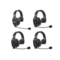 4-Person Full-Duplex Wireless Intercom System with Single-Ear Headsets (1.9 GHz)