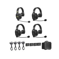 4-Person Full-Duplex Wireless Intercom System with Single-Ear Headsets (1.9 GHz)
