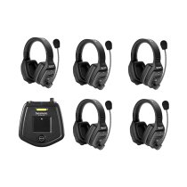 6-Person Full-Duplex Wireless Intercom System with Dual-Ear Remote Headsets (1.9 GHz)