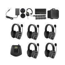 6-Person Full-Duplex Wireless Intercom System with Dual-Ear Remote Headsets (1.9 GHz)