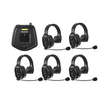 6-Person Full-Duplex Wireless Intercom System with Single-Ear Remote Headsets (1.9 GHz)