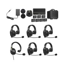 6-Person Full-Duplex Wireless Intercom System with Single-Ear Remote Headsets (1.9 GHz)