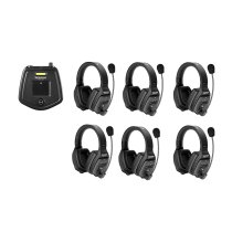7-Person Full-Duplex Wireless Intercom System with Dual-Ear Remote Headsets (1.9 GHz)